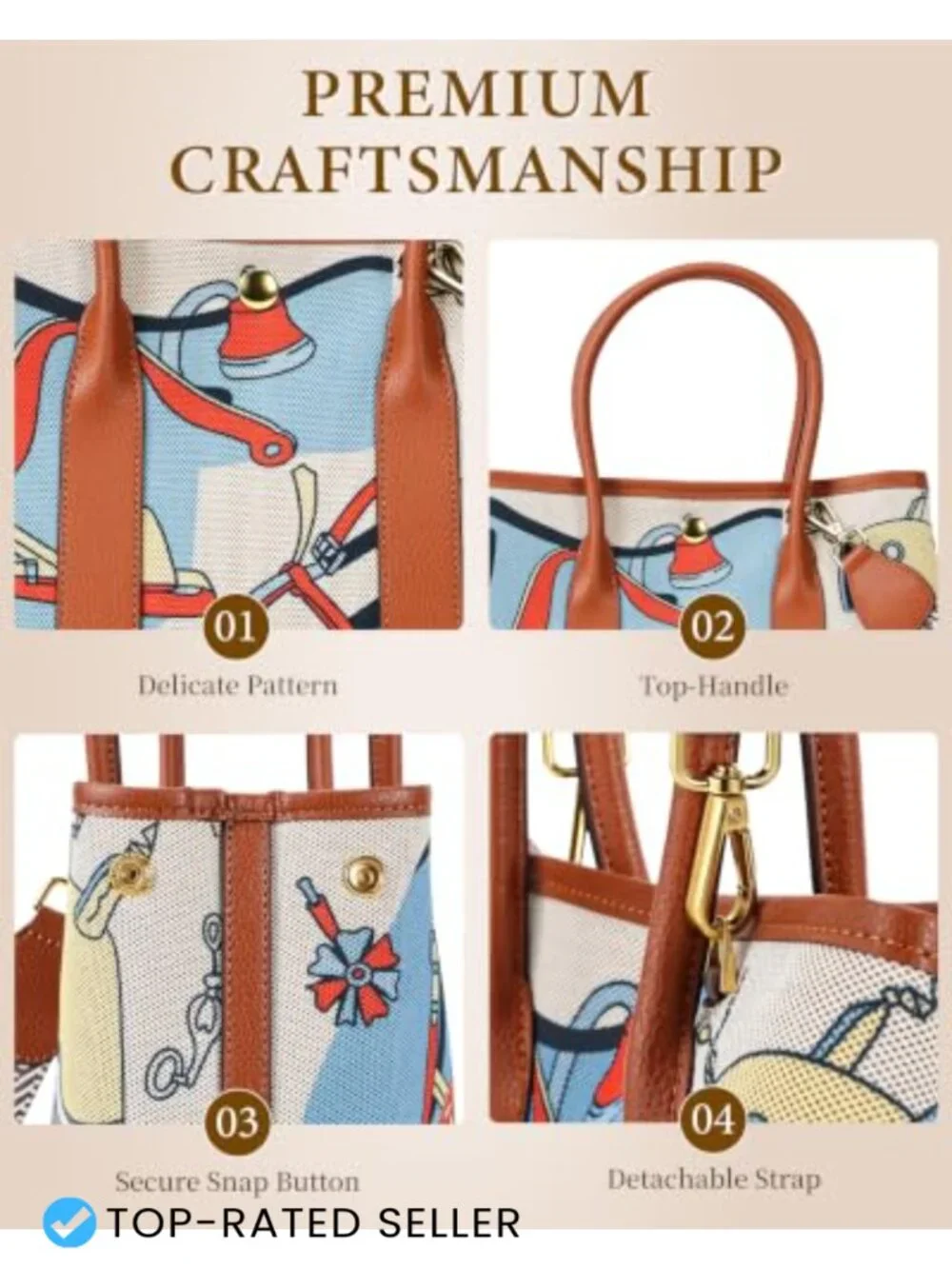 DesKimdo Top Handle Satchel Tote Handbag Shoulder Purse PU Leather Floral